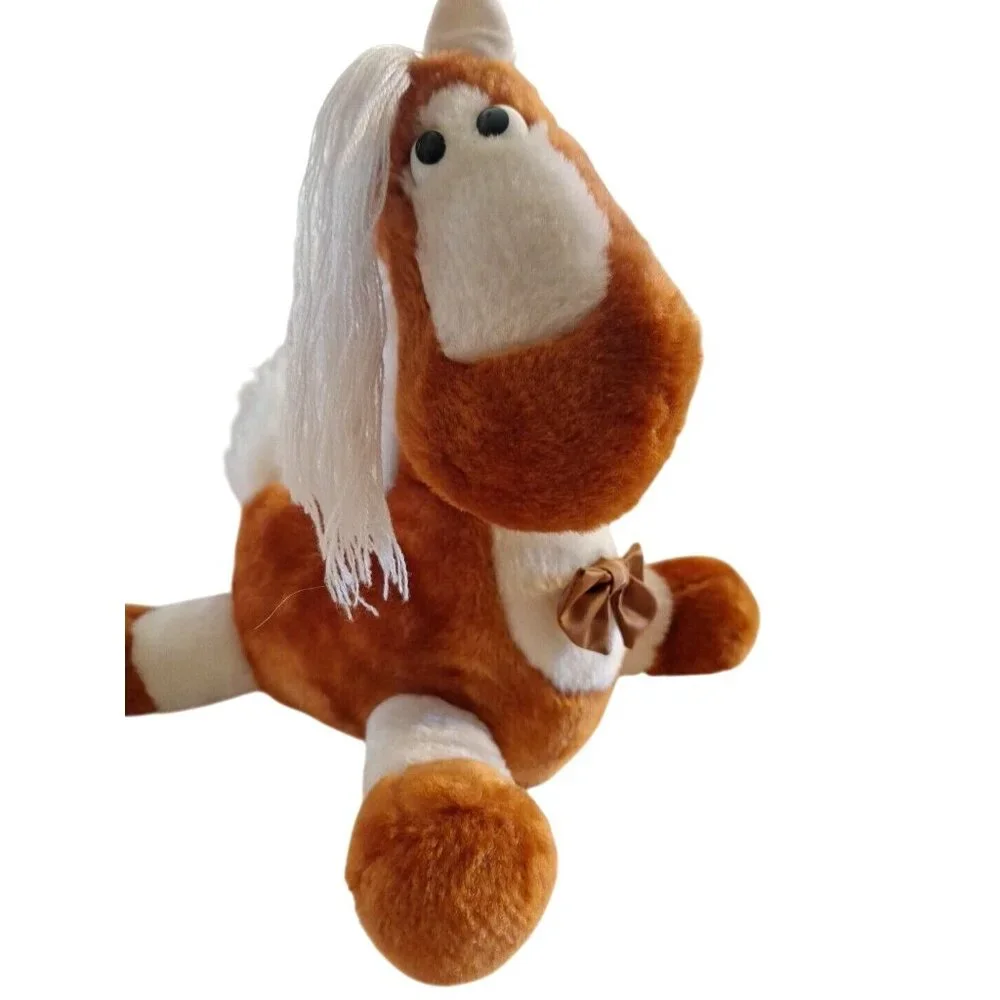 Lynn Weisberg 1985 Brown White Plush Horse Pony Bow Enesco - Picture 12 of 16